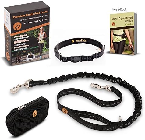 Jollypetz Hands Free Dog Leash with Adjustable Waist Belt, Perfect Dog Hiking Gear and for Walking and Running Hands Free, BONUS Light Pouch Accessory and FREE EBOOK with Exercising and Training Tips