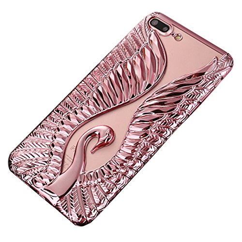 CSablnt Swan Wings Rubber Plating Frame TPU Soft Phone Case for iPhone 7 Plus / 6Plus(5.5")Case (rose gold, iphone6/iphone6s(4.7))