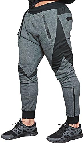 LANGCHEN Men's Workout Jogger Pants Gym Bodybuilding Running Trousers Pockets