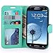 S3 Case, LK [Kickstand Feature] S3 Wallet Case, Luxury PU Leather Wallet Case Flip Cover Built-in Card Slots Stand For Samsung Galaxy S3, MINT