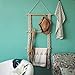 RISEON Boho Rustic Wood Macrame Floating Hanging Wall Display Shelf Organizer Hanger