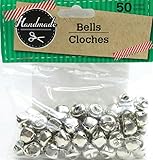 (Pack of 2) 50 Handmade Small Craft Jingle Bells (Silver)