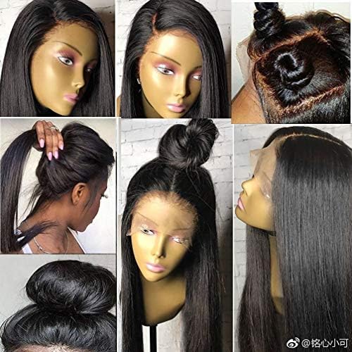 Trebellar Glueless Human Hair Lace Front Wigs Virgin Hair Brazilian Silky Straight Hair Lace Wig with Baby Hair Pre Plucked Human Hair Wigs For Black Woman Natural Color 16Inch