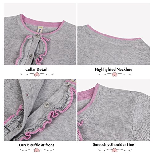 Benito & Benita Girls' Sweater Crew Neck Cardigan Soft Cotton Long Sleeve Sweaters for 3-12Y