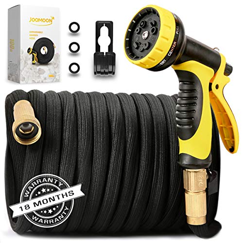 [New Double Strength Flexible]Expandable Garden Hose 100ft,Lightweight Water Hose with Later Core with 3/4 Solid Brass Fittings,10 Function Hose Nozzle,Heavy Duty Fabric for Watering Garden,Cleaning - Thumbnail 7
