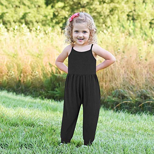 Drfoytg Baby Girl Cute Jumpsuit One Piece Strap Backless Harem Romper Outfits with Pockets 1-6 Years