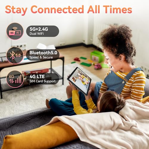 Tablet 10.1 Inch Android 14, Octa-Core 5G WiFi, 4G Cellular(T-Mobile), 128GB ROM 14GB RAM, 2025 Latest Tab with Keyboard Bundle 1TB Expand Android Tablet 13MP+8MP Dual Camera, GPS Unlocked HD Display