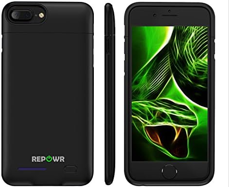 REPOWR Brand Battery Charger Case Compatible with Apple iPhone 8 Plus / 7 Plus / 6s Plus / 6 Plus - 4200mAh - Magnetic Protective Case - Portable + Slim with External Battery Rechargeable (Black)