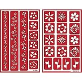 Over 'n' Over Reusable Self-Stick Etching Stencil for Glass (or Stamping) - Bundle of Two Sets - Floral Borders 2 &amp; Flowers