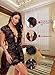 Valila Womens Lace Kimono Robe Babydoll Lingerie Mesh Nightgown(Black,L)
