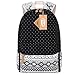 School Backpacks for Teen Girls Bookbags Lightweight Canvas Backpack Schoolbag Set (Black)