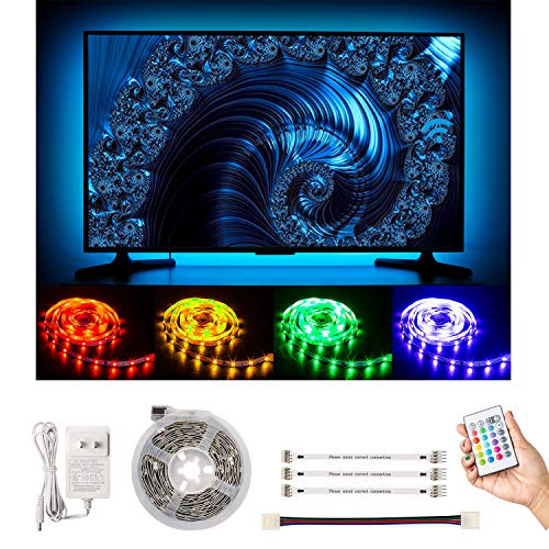 Multi-Color LED Strip Light Kit, 4 Pre-cut Lights Bar With Remote and Adapter, 9.8 ft Color Changing LED for Under Cabinet Lighting, 49-70 Inch TV Bias Lighting,Home Theater Decor,RGB Backlight