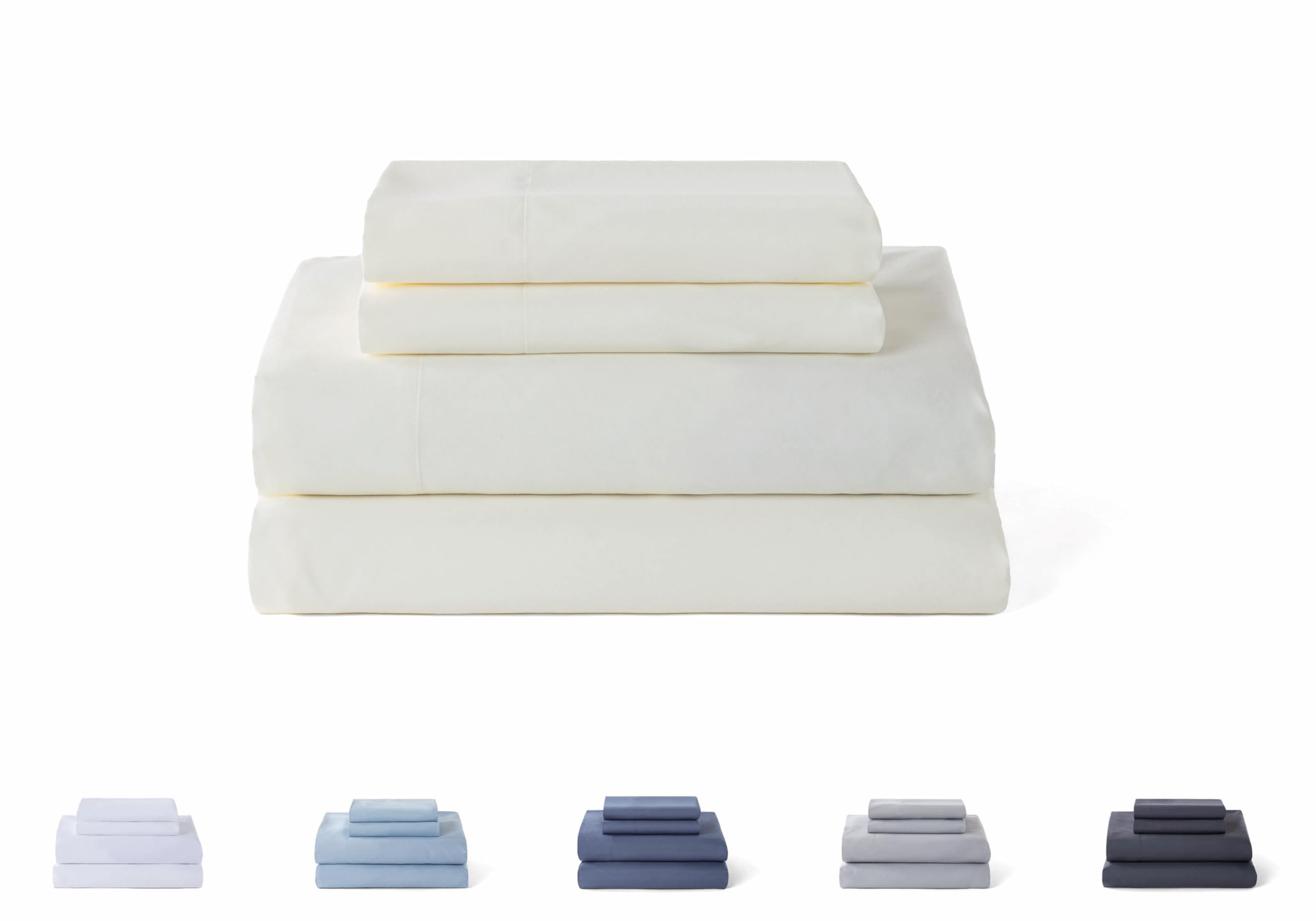 Todocama – 4-Piece Bedding Set – 5003 – Fitted Sheet – Top Sheet – Two Pillowcases 50 x 80 cm (Bed 135 x 190/200 cm, Beige)