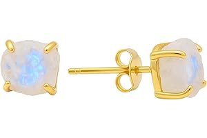 GEMPIRES NATURE’S TREASURE Gempires Natural Raw Prong Setting Stud Earrings, 8-10 mm Crystals Earring, Handmade Jewelry, Gift for Her