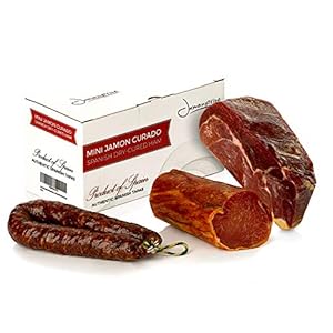Serrano Schinken Gereift ohne Knochen 1 Kg + Lomo (Lende) Duroc Natural 250 gr + Salchichón Serrano Dauerwurst Extra 200…
