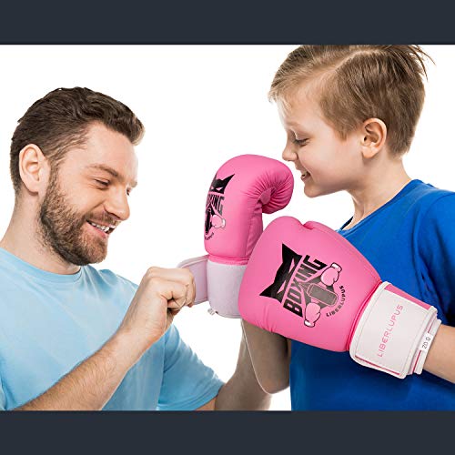 Liberlupus Kids Boxing Gloves, Training Boxing Gloves for Kids Age 3-15, Protective Youth Boxing Gloves with Multiple Color & Size (Pink, 6 oz) - Thumbnail 2