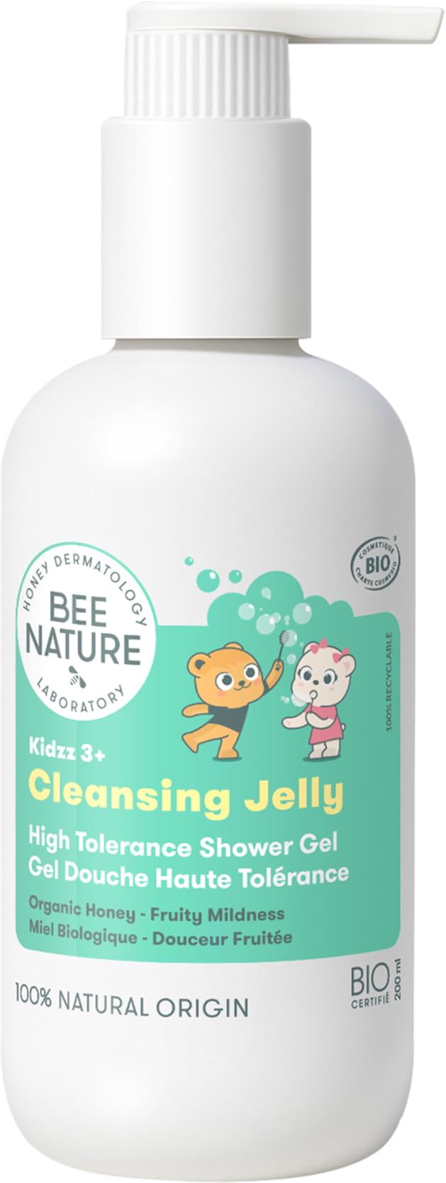Bee Nature - Kids Shower Gel - Organic Honey - Relieves Rashes Eczema - Cleanse Moisturize - Extra Mild - Soap-Free - Fruity Scent - Suitable for Dry, Sensitive Skin - 200ml