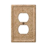 Tumbled Faux Textured Stone Duplex Outlet Wall Plate, Noce Resin