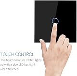 CNBINGO 2-Way Touch Light Switch 1-Gang Glass Panel LED Backlight 800W view 7