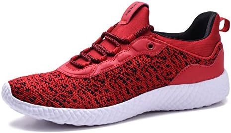 COODO CD9001 Men's Lightweight Athletic Sneakers Fashion Breathable Running Shoes Red/White-8.5