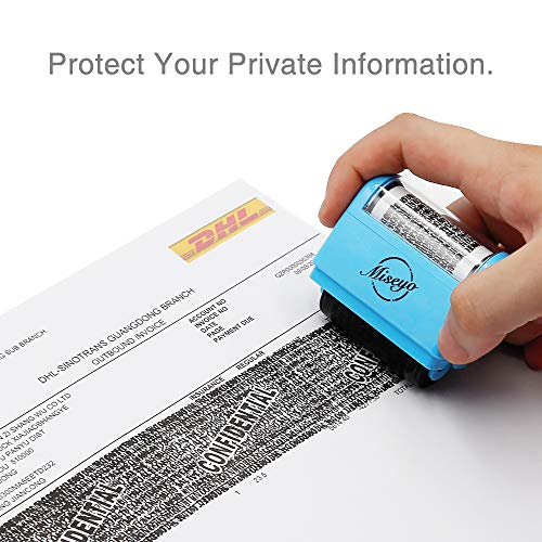 Miseyo Wide Roller Stamp Identity Theft Stamp 1.5 Inch Perfect for Privacy Protection - Blue