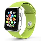 BRG Soft Silicone Sport Band Replacement Wrist Bracelet Strap with Pin-and-Tuck for Apple Watch 42mm Series 1 Series 2 All Models - M/L Green