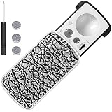Jewelry Loupe Magnifier with LED Light, AFUNTA 30X,60X,90X Pocket Magnifying Glass for Rocks Stamps Coins Watches Hobbies Antiques Models Photos - Silver