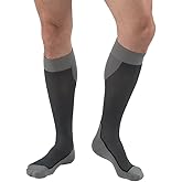 JOBST Sport Knee High - Athletic Compression Socks Designed for Women and Men - 15-20 mmHg Compression - Closed Toe - Black/Gray - X-Large