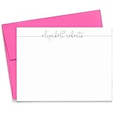 Personalized Stationery for Women, Modern Stationary for Women, FLAT OR FOLDED Note Cards with Envelopes, Your Choice of Colors and Quantity
