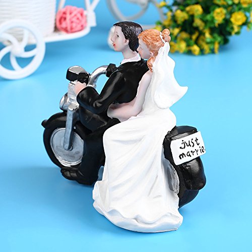 KICODE BigFamily Cake Topper Motorcycle Wedding Romantic for Wedding Engagement Bridal Shower Wedding Resin 5" X 4" X 4 - Thumbnail 2