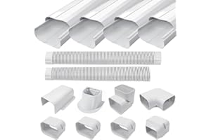 Cestluck 3'' 17 Ft Mini Split Line Set Cover Kit, Line Hide for Mini Split, Line Cover Set for Mini Split, Central AC Line Cover Kit