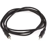 Monoprice 3.5mm Stereo Audio Cable, Male to Male, 6 Feet, Black, 1 Count (Pack of 1)