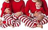 Faithtur Christmas Pajamas Unisex Adult Seasonal Sets Stripes Pyjamas Sleepwear (Label L, Red)
