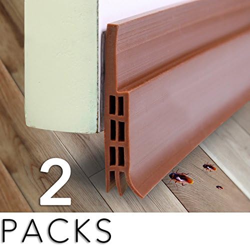 Zapfirst 2 Packs Self-adhesive Weather Stripping Door Bottom Seal Strip, Under Door Sweep and Draft Stopper, 2" W x 39.5" L (Brown)
