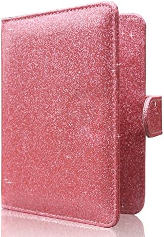 Leather Passport Holder Cover Case RFID Blocking Travel Wallet with Magnet Closure (Shine Pink)