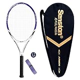 Senston Adult Tennis Racket Prestrung Tennis Racquet ,Strung with Cover,Tennis Overgrip , Vibration Damper(Pueple)