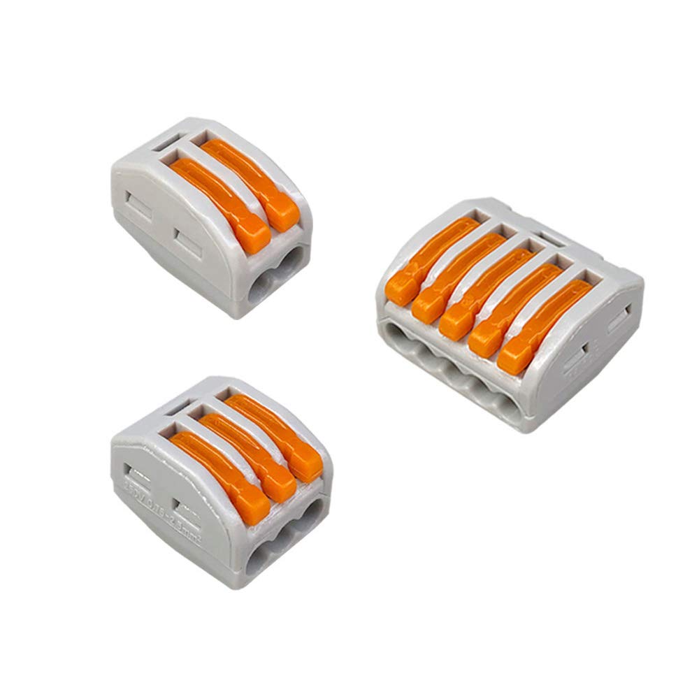 Aiqeer 30 Pcs Lever-Nut Wire Connectors Set, Conductor Compact Wire Connectors, Cable Clamp Terminal Block Quick Spring Connector (PCT-212/213/215)