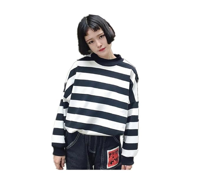 Amazon レディース スウェット トップス 長袖 ボーダー柄 トレーナー