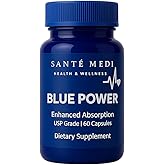 Sante Medi Blue Power - Methylene Blue (USP Grade) Pharma Grade - 60 Capsules with Added Vitamin C Ester for Enhanced Absorption - Brain Supplement for Memory, Focus, Clarity, Cognitive Function