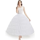 YLMTOP Women's Full Shape 6 Hoop Petticoat Underskirt Slip Crinoline for Wedding Dress Ball Gown YPT306-WH