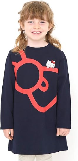 Amazon グラニフ Graniph コラボ コラボレーション 長袖 キッズ ワンピース ハローキティリボン サンリオキャラクターズ ネイビー キッズ 90 G119 ワンピース チュニック 通販