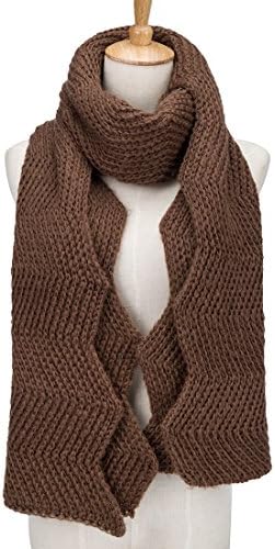 PORPRE Women's Fashion Thick Knit Long Twist Shoulder Scarf Warm Shawl (Coffee)