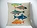 decorbox Cotton Linen Square Decorative Fashion Throw Pillow Case Cushion Cover Colorful Fish (18 X 18, Beige)