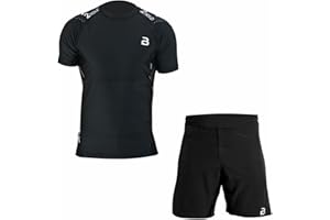 2BOLD MMA, BJJ Short Sleeve Compression Shirt For Men, Jiu Jitsu Shorts 2PC Moisture Wicking Gym Set