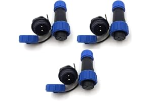 Uonecn 3 pcs SP13 IP68 Waterproof Connectors 2 Pin LED High Power 2 Pin Power Plug Connector Circular Kit Male Plug Female Socket