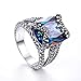 Merthus 12x16mm Cushion Cut Simulated Mystic Rainbow Topaz Black Oxidized Finished 925 Sterling Silver Bohemian Ring for Women Size 7