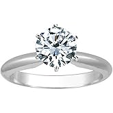 Houston Diamond District 1.5 Carat Lab Grown 6 Prong Solitaire Round Cut IGI CERTIFIED Diamond Engagement Ring (D-E Color VS1-VS2 Clarity)