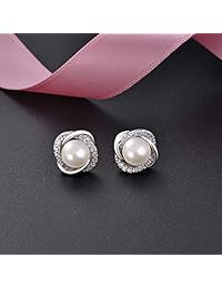 PEARLOVE - Pendientes hipoalergénicos de perlas de agua dulce, regalo de joyería para mujeres y niñas