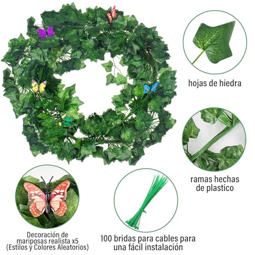 GALASALA Enredaderas Artificiales 24 Pzs, 24 * 2m Plantas Colgantes Artificiales Hogar, Planta Artificial Decorativa, Hogar Decoración, Jardín de Bodas Temático del Bosque Decoración de Hoja Verde