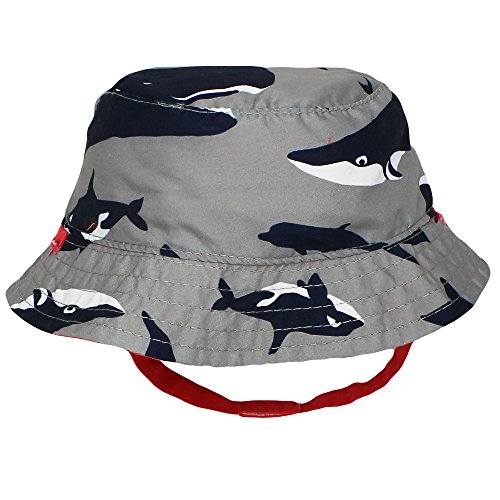Carter's Reversible Printed Solid Bucket Sun Hat for Baby Boys with Chin Strap